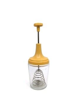 Vintage ACME Glass Hand Pump Mixer Whisk Jar Made in USA Kitchen Gadget